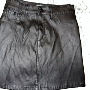 Leather black skirt